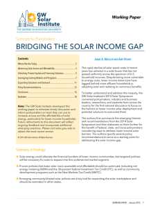 BRIDGING THE SOLAR INCOME GAP Working Paper  Summary for Policymakers