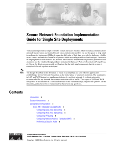 Secure Network Foundation Implementation Guide for Single Site Deployments