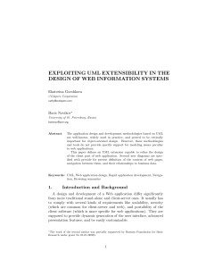 EXPLOITING UML EXTENSIBILITY IN THE DESIGN OF WEB INFORMATION SYSTEMS Ekaterina Gorshkova