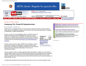 Analyzing The Threat Of Cyberterrorism  By John Borland, TechWeb.com