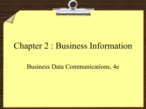 Chapter 2 : Business Information Business Data Communications, 4e