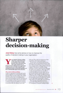 Y Sharper decision-making Jutta Tobias