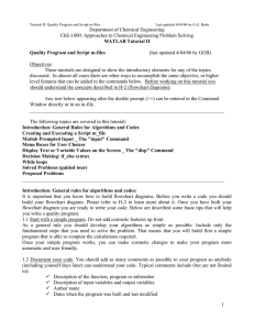 Department of Chemical Engineering ChE-1800: Approaches to Chemical Engineering Problem Solving