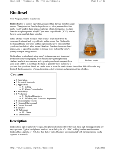 Biodiesel Page 1 of 10 Biodiesel - Wikipedia, the free encyclopedia