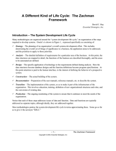 A Different Kind of Life Cycle:  The Zachman Framework