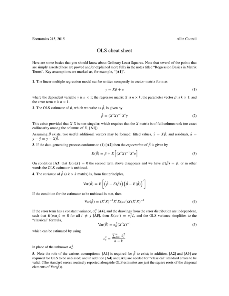 Ols Cheat Sheet