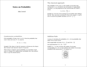 Notes on Probability The classical approach Allin Cottrell