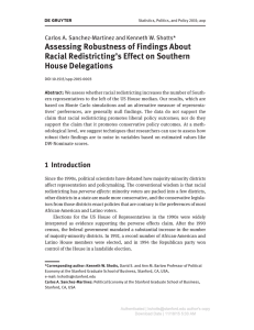 Assessing Robustness of Findings About Racial Redistricting’s Effect on Southern House Delegations