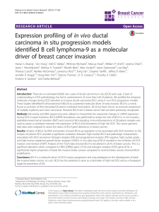 in vivo ductal Expression profiling of carcinoma in situ progression models
