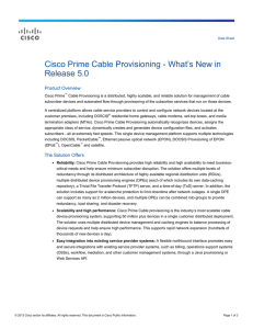 Cisco Prime Cable Provisioning - What’s New in Release 5.0 Product Overview