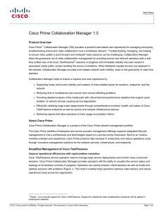 Cisco Prime Collaboration Manager 1.0 Product Overview