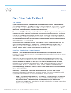 Cisco Prime Order Fulfillment The Challenge