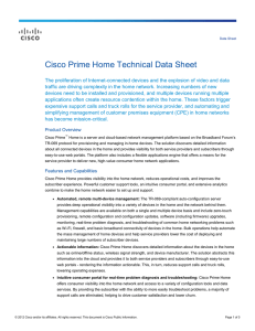 Cisco Prime Home Technical Data Sheet