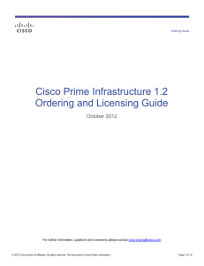 Cisco Prime Infrastructure 1.2 Ordering and Licensing Guide  October 2012