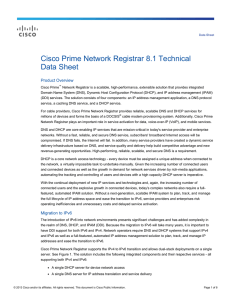 Cisco Prime Network Registrar 8.1 Technical Data Sheet Product Overview
