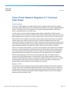 Cisco Prime Network Registrar 8.2 Technical Data Sheet Product Overview