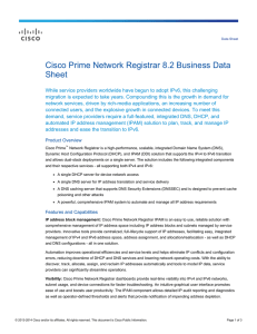 Cisco Prime Network Registrar 8.2 Business Data Sheet