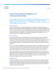 Cisco Prime Network Registrar 8.3 Technical Data Sheet