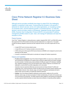 Cisco Prime Network Registrar 8.3 Business Data Sheet