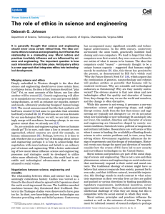 The role of ethics in science and engineering Deborah G. Johnson