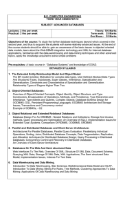 B.E. COMPUTER ENGINEERING THIRD YEAR SEMESTER VI SUBJECT: ADVANCED DATABASES