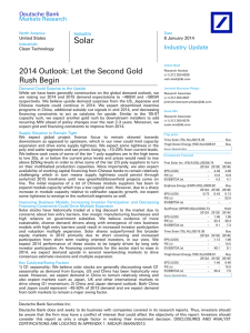 Solar 2014 Outlook: Let the Second Gold Rush Begin Deutsche Bank