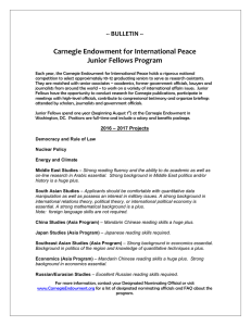   Carnegie Endowment for International Peace  Junior Fellows Program  ‐‐ BULLETIN ‐‐ 