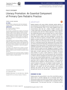Literacy Promotion: An Essential Component of Primary Care Pediatric Practice abstract POLICY STATEMENT