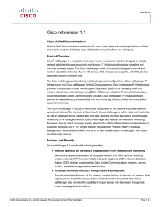 Cisco netManager 1.1 Cisco Unified Communications