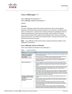 Cisco netManager 1.1 Cisco netManager IP Infrastructure 1.1 Overview