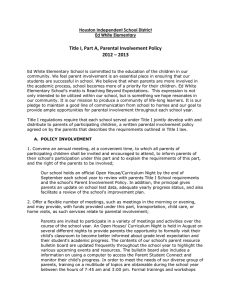 Title I, Part A, Parental Involvement Policy 2012 – 2013