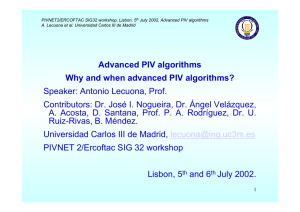 PIVNET2/ERCOFTAC SIG32 workshop, Lisbon, 5 July 2002, Advanced PIV algorithms