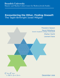 Brandeis University Encountering the Other, Finding Oneself: The Taglit-Birthright Israel Mifgash