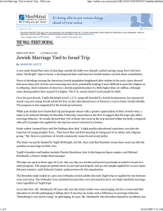 Jewish Marriage Tied to Israel Trip - WSJ.com