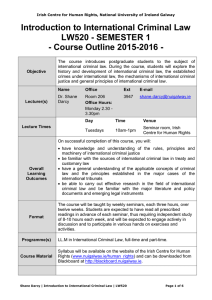 Introduction to International Criminal Law LW520 - SEMESTER 1