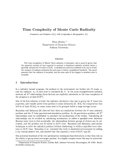 Time Complexity of Monte Carlo Radiosity Peter Shirley Department of Computer Science