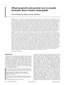 Offspring growth and parental care in sexually Sula granti