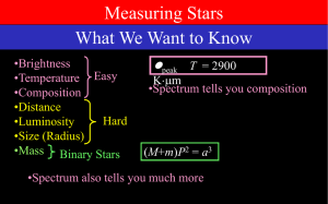 Measuring Stars What We Want to Know l