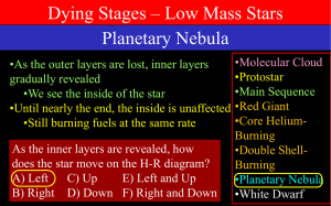 Dying Stages – Low Mass Stars Planetary Nebula