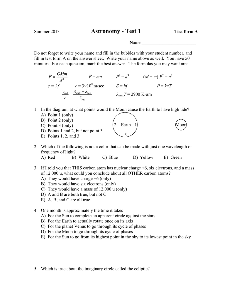 Astronomy - Test 1