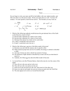 Astronomy - Test 1