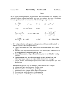 Astronomy – Final Exam