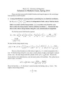 Solutions to Midterm Exam, Spring 2016