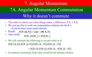 7. Angular Momentum 7A. Angular Momentum Commutation Why it doesn’t commute 