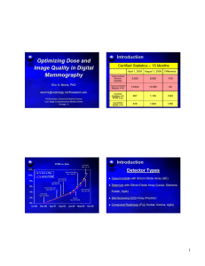 Optimizing Dose and Image Quality in Digital Mammography Introduction