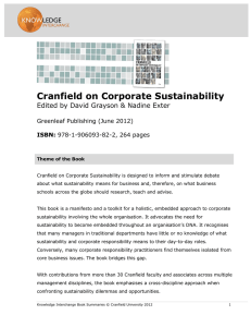 Cranfield on Corporate Sustainability Edited by David Grayson &amp; Nadine Exter