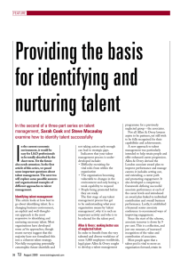 Providing the basis for identifying and nurturing talent