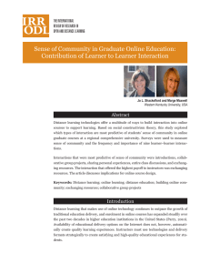 Sense of Community in Graduate Online Education: Abstract