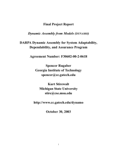 Final Project Report DARPA Dynamic Assembly for System Adaptability,