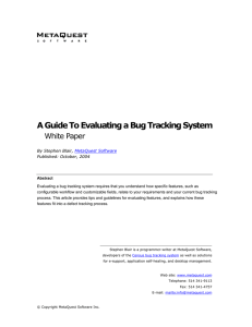 A Guide To Evaluating a Bug Tracking System White Paper